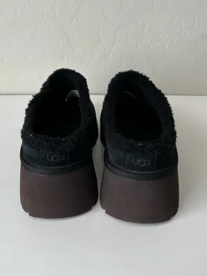 UGG New Heights Platform Cozy Clog Slippers Black Shearling Lined Women’s 9 thumbnail 6