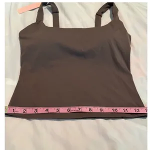 QINSEN Brown Square Neck Workout Tank Top Built-in Bra Athletic Cami XS thumbnail 4