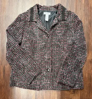 Dress Barn pink and Black Tweed Blazer size 2X thumbnail 1