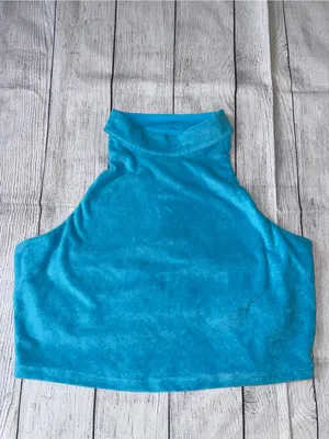 Fabletics Turquoise Blue Athletic Tank and Shorts Terry Set thumbnail 2