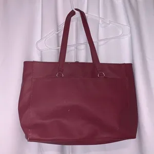 Dark Red faux leather Handbag Large Multi Compartment thumbnail 5