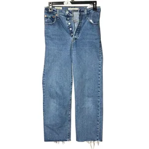Levi’s medium wash rib age straight Jean non ripped raw hem button fly #759 thumbnail 2