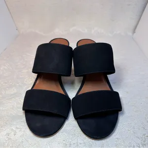 Steve Madden Ilena Suede Leather Strap Black Mules with Wooden Heel Size 6 thumbnail 7