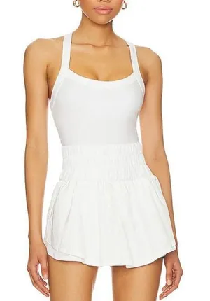 Free People Way Home Skortsie White SMALL Tennis Wide Leg Athleisure Sporty thumbnail 1