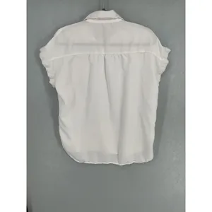 Quince Womens Button Down Shirt White Tencel Lyocell Short Sleeve XS thumbnail 3