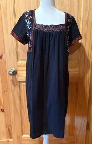 Old Navy Embroidered Square Neck Dress, Black women’s M thumbnail 1