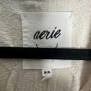 Aerie Cream Cable Knit Crew Neck Sweater Raglan Long Sleeve Ivory Medium thumbnail 3