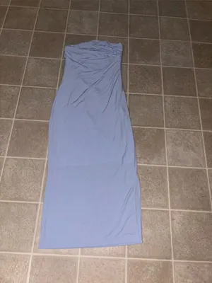 Strapless Midi Bodycon Dress in Light Blue thumbnail 2