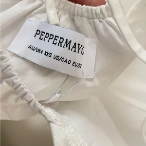 NEW PEPPERMAYO Judy Maxi Puff Sleeve Maxi Dress in White thumbnail 4