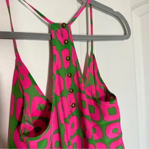 Amanda Uprichard 100% Silk Pink Green Mini Dress Geometric Sleeveless Small‎ thumbnail 5