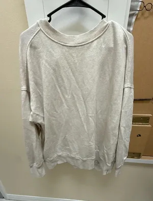 Aerie Cream Ribbed Neck Sweatshirt Size S thumbnail 1