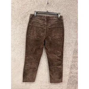 Zara Womens Jeans Size 8 Brown Velvet Straight Leg High Rise Cropped Pants thumbnail 7
