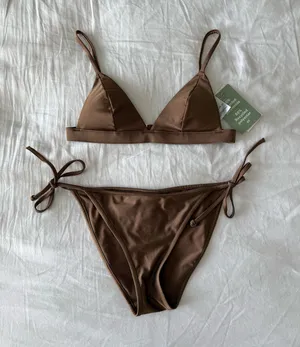 H&M Brown Triangle Tie-Side Bikini Set From Italy thumbnail 1