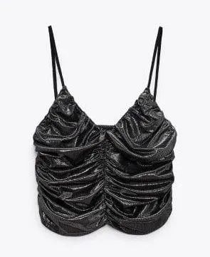 ZARA Silver Crop Top thumbnail 2