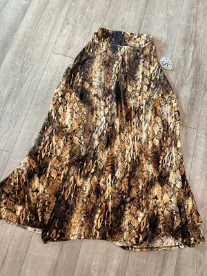 Snake-Print Maxi Skirt in Brown thumbnail 3