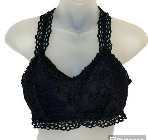 Maurices Black Lace Padded Racerback Bralette Size Large thumbnail 1