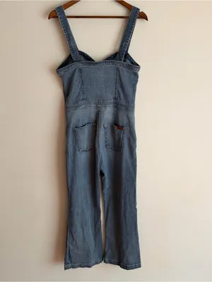 7 For All Mankind Denim Corset Jumpsuit Sweetheart Button Front Medium M thumbnail 3