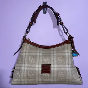 Dooney & Bourke East West Slouch Small Hobo Shoulder Bag Logo Y2K Plaid Vintage thumbnail 1