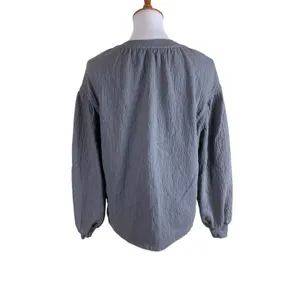 Aerie Gray Textured Pullover Top Long Sleeve Casual Lounge‎ XXS thumbnail 2