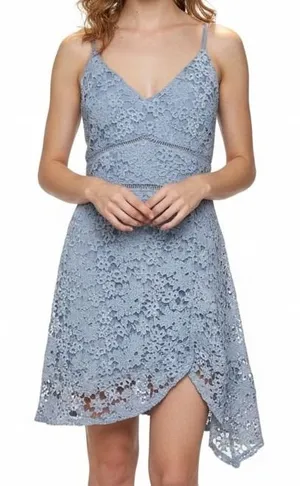 Abercrombie & Fitch‎ Cornflower Blue Spaghetti Strap Dress Large Crochet thumbnail 1