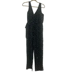 ✨Lulu’s Aislinn Black Polka Dot Sleeveless Sz Medium Jumpsuit✨ thumbnail 7