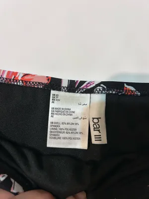 NWT Bar III Tropical Escape Bikini Bottom XS Black Floral Ruched Side Swim thumbnail 2