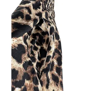 Leopard Print Mini Dress‎ L Animal Print Knit Criss Cross Neckline Casual Boho thumbnail 4