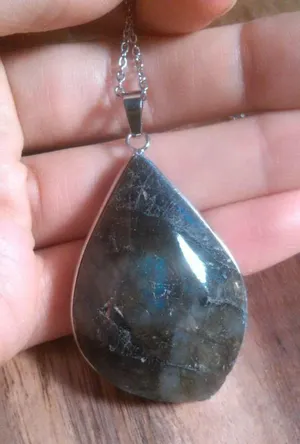 Malagasy Labradorite Stainless Steel Pendant Necklace thumbnail 1