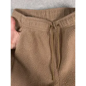 Nike Sweatpants Women S Tan Sherpa Therma-Fit Wide Leg Pocket Fleece Swoosh thumbnail 3