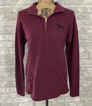 PINK - Victoria's Secret Burgundy Half Zip thumbnail 1