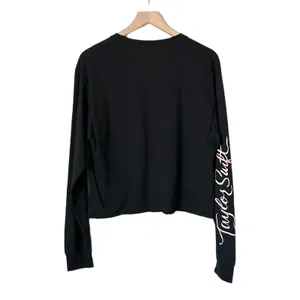 Taylor Swift Long Sleeve Crop Top 100% Cotton Black Rose Graphic Lover Era Med thumbnail 2