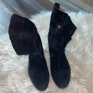Clarks Artisan Black Suede Malvet Doris Heeled Mid Calf Boots thumbnail 3