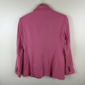 Ann Taylor Pink Linen Blend Single Button Blazer Jacket Size 2 Preppy Office thumbnail 4