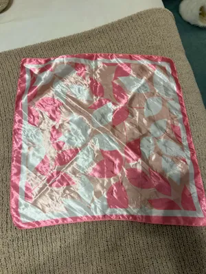 Pink and white floral silk scarf #floral #silkscarf #accessories thumbnail 2
