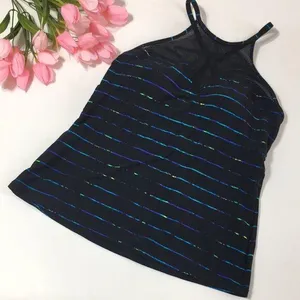 ATHLETA • Crossback Swim Tankini Top Size Small Black and Blue thumbnail 1