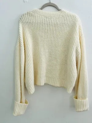 NEW HYFVE Chunky Knit Sweater Cream LARGE Women thumbnail 3