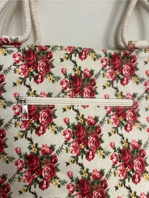 Farmhouse Is My Style Floral Rose Canvas Farmstyle Rope Handle Tote Bag thumbnail 3