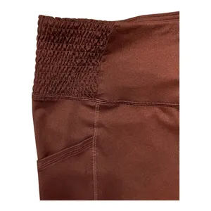 Maurices Luxe Pocket 8in Biker Brown Shorts Size L Super High Rise Stretch thumbnail 2