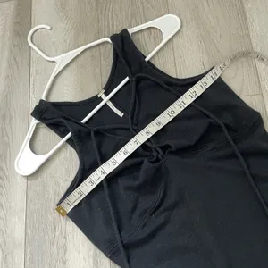 Free People Top tie front cutout sleeveless fitted womens Black medium going out thumbnail 3