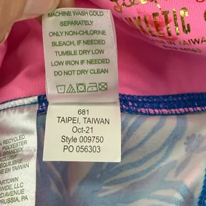 Lilly Pulitzer Luxletic Floral Leggings Blue Pink Mesh Pockets XXS‎ 009750 READ thumbnail 8