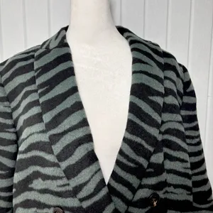 Ann Taylor Black and Green Wool Blend ‎ Zebra Blazer size 14 thumbnail 3