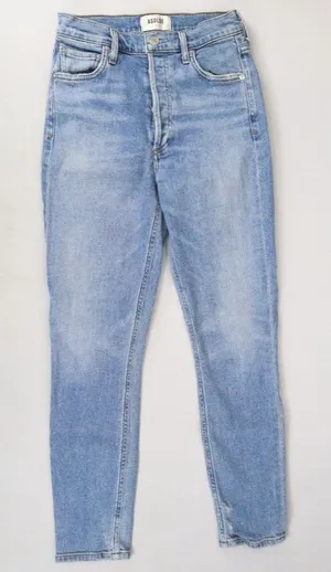 AGOLDE Nico High Rise Slim Fit Jeans Blue Women 24 Button Fly Denim Stretch‎ USA thumbnail 1