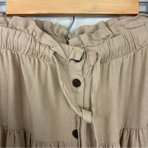 Universal Thread Tan Button Front Linen Blend Skirt Size L thumbnail 6