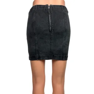Free People Modern Femme Dark Grey Panel Bodycon Denim Jean Mini Skirt Size 2 thumbnail 3