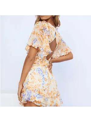 Hello molly frolic season Floral Ruffle V-Neck Mini Dress size 8 thumbnail 3
