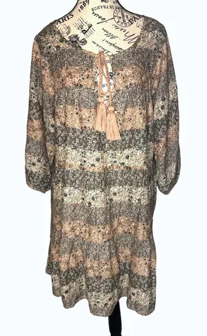 Natural Life Tiered Cotton Boho Hippie Dress Large‎ Lightweight Sustainable NWOT thumbnail 1