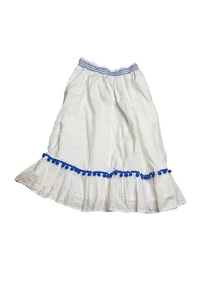 🌊 J.Crew Eyelet‎ Ruffle Midi Skirt Small NWT Boho Coastal 🌊 thumbnail 6