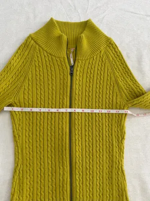 Free People Cable Knit Zip Cardigan Chartreuse Green Size S thumbnail 10