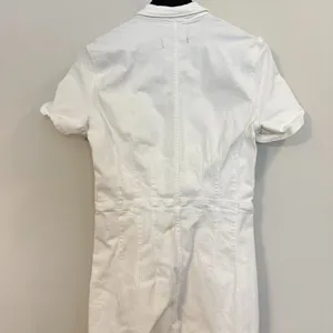 FREE PEOPLE Jayde Denim Flared Jumpsuit in Pure White Size Large thumbnail 9