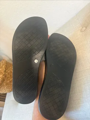 Donald J. Pliner Fiji Black Platform Slide Mules with Beige Fabric Strap 7.5 thumbnail 6